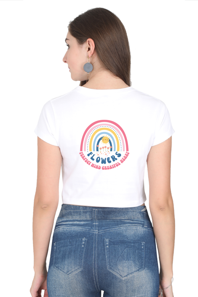 Begonia Official Women's Graphic Printed Round neck Half Sleeve Cotton Crop Top