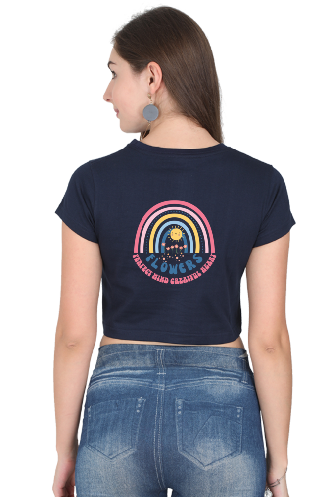 Begonia Official Women's Graphic Printed Round neck Half Sleeve Cotton Crop Top