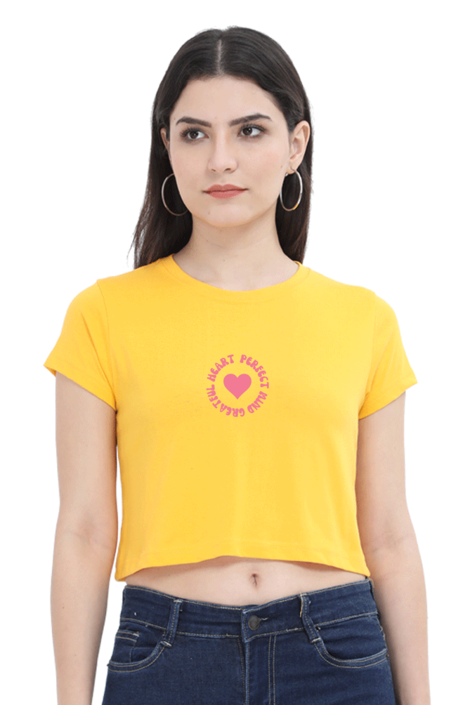 Begonia Official Women's Graphic Printed Round neck Half Sleeve Cotton Crop Top