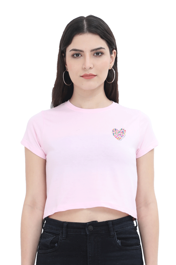 Begonia Official Women's Graphic Printed Round neck Half Sleeve Cotton Crop Top