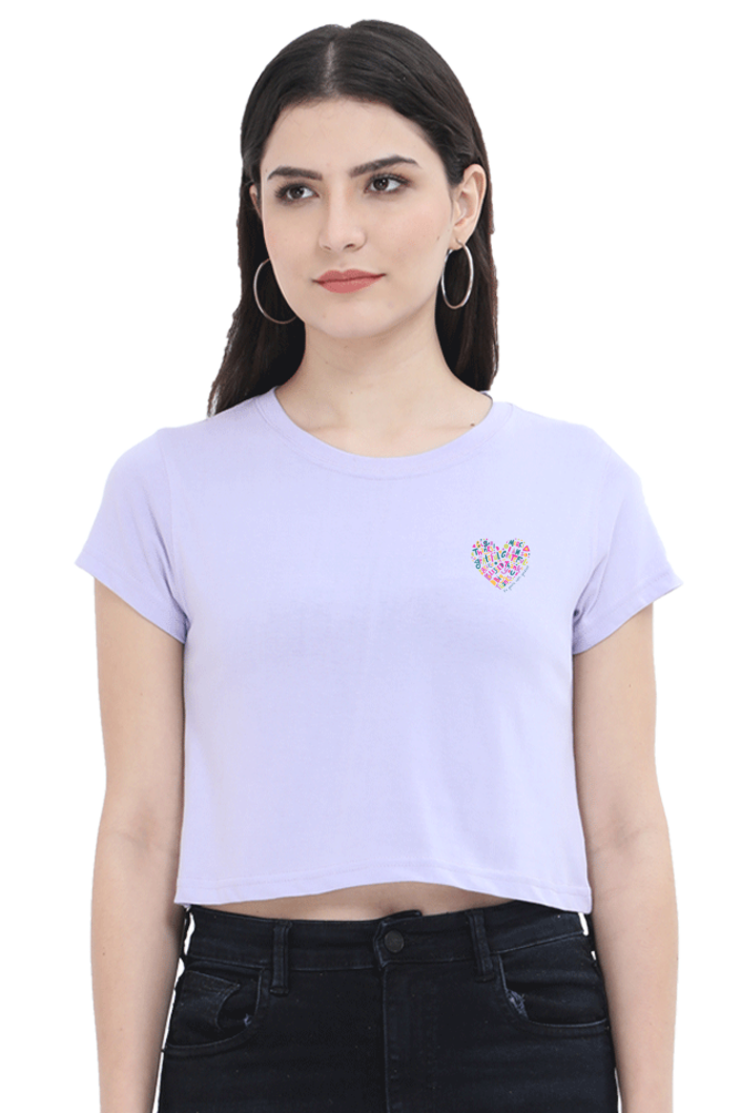 Begonia Official Women's Graphic Printed Round neck Half Sleeve Cotton Crop Top