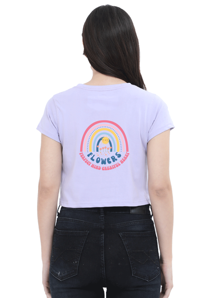 Begonia Official Women's Graphic Printed Round neck Half Sleeve Cotton Crop Top
