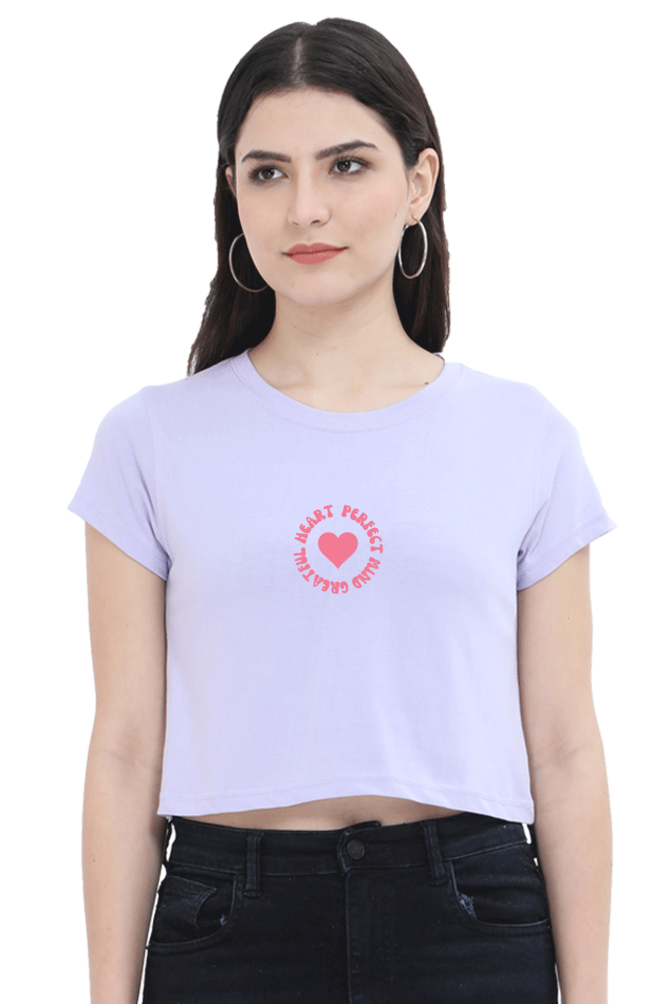 Begonia Official Women's Graphic Printed Round neck Half Sleeve Cotton Crop Top
